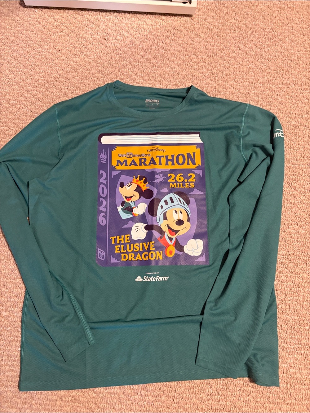 Brooks Men’s Teal Long-Sleeve Disney Marathon Race Shirt